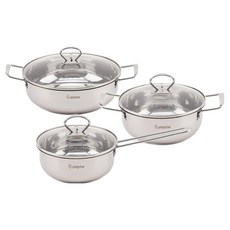 프리미엄 스텐 편수 양수 전골 냄비 3종 세트, 편수18cm+양수20cm+전골26cm 3종세트, 1개, 실버