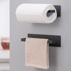 [1+1] 해피앤몰 철제 자석 키친타올 걸이 2개세트, 1세트, 블랙2개 세트
