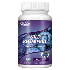 유기농 야생 블루베리 10:1 추출물 500mg(전체 블루베리 5000mg에 해당)은 건강한 시력을 지원합니다., 1개, 60정