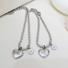 미아방지각인 쁘띠앙시리즈 하트목걸이 미니팬던트 데이지팬던트 탄생석목걸이 썸블링, 1개, 일자체인 팔찌/발찌 겸용 13cm+3cm