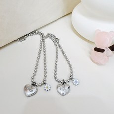 미아방지각인 쁘띠앙시리즈 하트목걸이 미니팬던트 데이지팬던트 탄생석목걸이 썸블링, 1개, 볼체인 3mm 팔찌/발찌 겸용 12cm+3cm