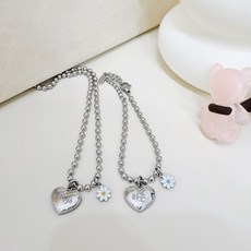 미아방지각인 쁘띠앙시리즈 하트목걸이 미니팬던트 데이지팬던트 탄생석목걸이 썸블링, 1개, 볼체인 3mm 옵션 이외 길이 (원하는 cm기재)