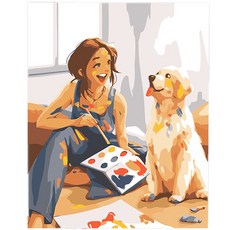 DIY 그림그리기 반려동물 명화 유화 세트, 30*40CM, 1개, 강아지