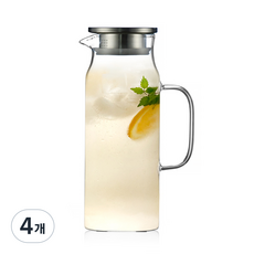 스텐뚜껑 내열유리 물병 워터저그 스텐유리물병 1.5L, 투명, 1.8L, 4개