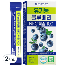 유기농 블루베리즙 100% 착즙 NFC 주스 스틱 메이제이, 2박스, 300ml 2박스, 300ml