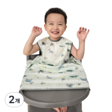 벨베이비 식탁일체형 방수 턱받이 나시 부분커버, (리뉴얼)민트 애니멀, 2개, 1개입