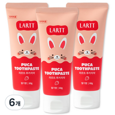 라르트 푸카 무계면 어린이 불소 키즈 치약 딸기향, 6개, 60g