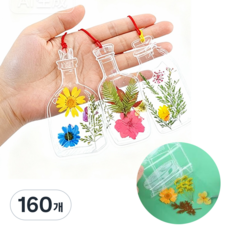 압화 책갈피 DIY 책갈피 드라이플라워 북마크, 160개, 투명 창의