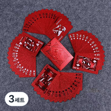 다이아몬드 포커 홀덤 럭셔리 트럼프 카드 유니크 스타일, 3세트, 레드 로즈 패턴