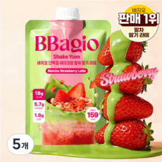 바지오 단백질 쉐이크얌 말차 딸기라떼, 5개, 45g