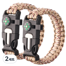 타닥 파라코드 팔찌 아웃도어 캠핑 등산 나침반 응급 구조 생존 팔찌, 2세트, C-4