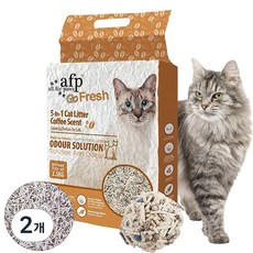 All For Paws 고양이 5in1혼합 두부모래 1.5mm 가는입자 변기에 버리는 먼지없는 모래, 2개, 6L, 커피향