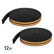 레디보드 고무패킹 문풍지 D형, 12개, 블랙