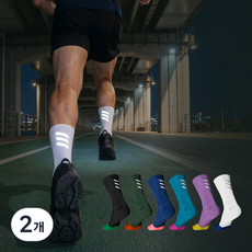 씨움 러닝양말 스카치 스포츠 삭스 야간 런닝 마라톤 트레일러닝 양말, 그린, 2개