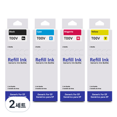 모노테크 엡손 호환잉크 세트 T00V, 2세트, 검정+파랑+빨강+노랑