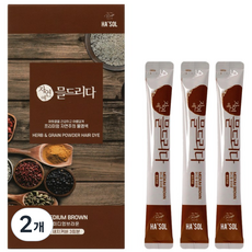 헤솔 물염색 흰머리 새치염색 저자극염색약 3회분, 미디엄브라운 3회분, 2개