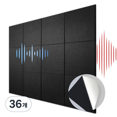 Anystar접착형 방음재 방음판 흡음재 소음방지 방음판, 36개, 블랙