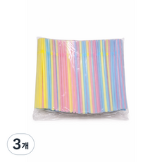 자바라 컬러 롱빨대 7 x 250 mm 벌크포장 일회용 빨대 카페용 칼라, 3개, 400개