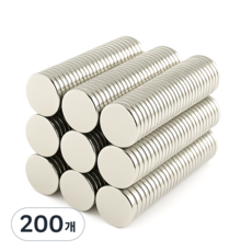 마니코 원형자석 15mm X 2mm 네오디움 자석 원형 붙이는 부착식 마그네틱 지름15mm X 두께2mm, 200개