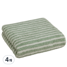 코에르 오가닉 에버닌 그린 타월 40수 코마사, 4개, 스트라이프(Stripes)