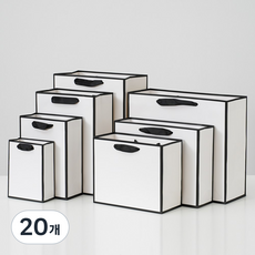 두꺼운 블랙앤화이트 종이가방 고급 쇼핑백 튼튼한 종이쇼핑백 대형 무지 선물 미니 인쇄 제작 정사각 어젠다, 20개, 두꺼운 블랙앤화이트 중 (20x10x28)