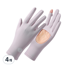 해피유 쿨토시 손등커버형 자외선 차단 장갑, 4개, 퍼플