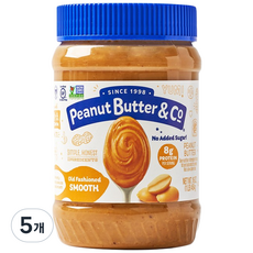 팜유없는 땅콩버터 피넛버터앤코 무가당 올드패션드 스무스, 454g, 5개