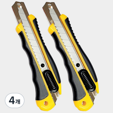 퀵마켓 전문가용 대형 커터칼(18mm) 밀면 잠기는 오토락 경쾌한 조작감 고무그립, 4개