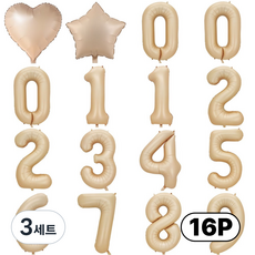 스마일파티 카라멜 은박 숫자 풍선 하트 새해 생일 기념일, 카라멜80cm, 3세트