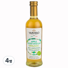발베로 유기농 애플 사이다 비네거, 500ml, 4개