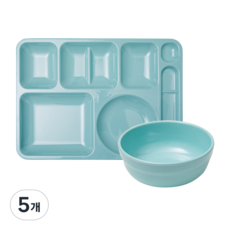 [식판의 고수] 한식식판 + 한식볼 SET (7 colors), 5개, 에메랄드 민트
