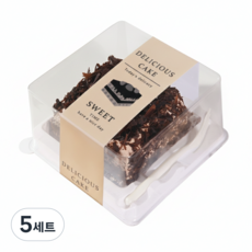키친코디 포크포함 낮은 사각형 보틀케이크용기 티라미수케이스 투명 미니 디저트 조각 롤케이크 포장, 5세트, 50개