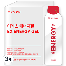코오롱제약 이엑스 에너지젤 마라톤 파워젤 퍼펙트 엑티브 자전거파워젤 운동 하이브리드 에너지 사과맛 아미노산 스포츠 보충젤, 3개, 15회분