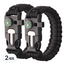 타닥 파라코드 팔찌 아웃도어 캠핑 등산 나침반 응급 구조 생존 팔찌, 2세트, A-2