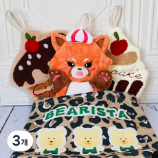 ChaE 차에 산호양털 핸드타올 3종 흡수력좋은 귀여운 손타올 집들이선물 욕실수건 행주, 3개, 곰돌이 토트백 포장