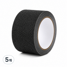 LSmall 고접착 방수 미끄럼방지 테이프 현관 화장실 공장 계단용 5m x 5cm 블랙, 5개