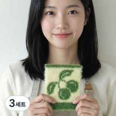 쏠룹 국산 니트 주방 수세미, 3세트, 5개, 그린(주방)