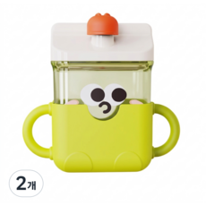 최본 손잡이 빨대컵, 그린, 2개, 300ml