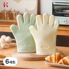 루캔드 두꺼운 실리콘 주방 오븐 장갑, 6세트, 민트