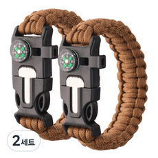 타닥 파라코드 팔찌 아웃도어 캠핑 등산 나침반 응급 구조 생존 팔찌, 2세트, A-4