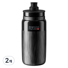 엘리트 플라이 텍스 자전거 물통, 블랙, 550ml, 2개