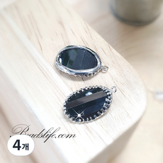 비즈라이프 신주지르콘 타원 11*20mm 백금도금, 4개, 검정