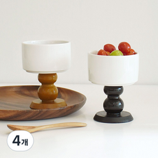 우드원목 디저트컵 머그컵 요거트볼 2P세트, 4개, 우드 블랙