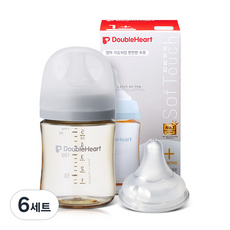 더블하트 모유실감 3세대 새벽그레이 160ml 싱글팩(젖병+젖꼭지 S), 6세트, 새벽그레이 젖꼭지(S)