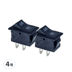 포그디 원통 사각 온오프 시소 토글스위치, 직사각 블랙, 4개