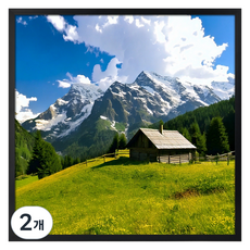 olivet 우드그레인 인테리어 액자 벽걸이 스탠드 겸용 무타공 사진틀 50*50cm, 2개, 검정색