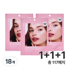 (1+1+1)핑크로사 안티링클 올인원 미간 이마 팔자 주름 패치 총 9개입 117패치, 18개, 13개입