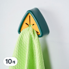 바이트 부착식 수건 행주 걸이, 그린, 10개