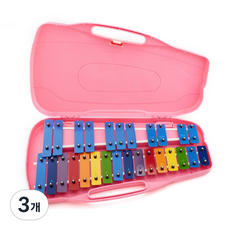 명창 실버스타 공명 실로폰(핑크)무지개 칼라 음판 [실.채 음계스티카 포함], 3개, 분홍색, 27판