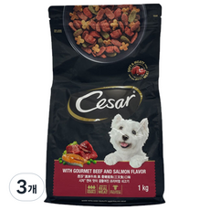 시저 어덜트 강아지 건식사료, 소, 1kg, 3개